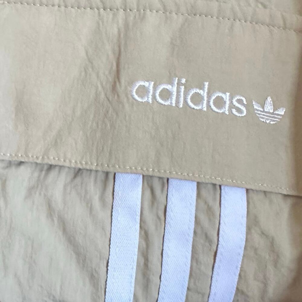 Adidas Women’s Cargo Track Pants Tan 3-Stripe Utility Parachute Pants Large - Picture 5 of 13